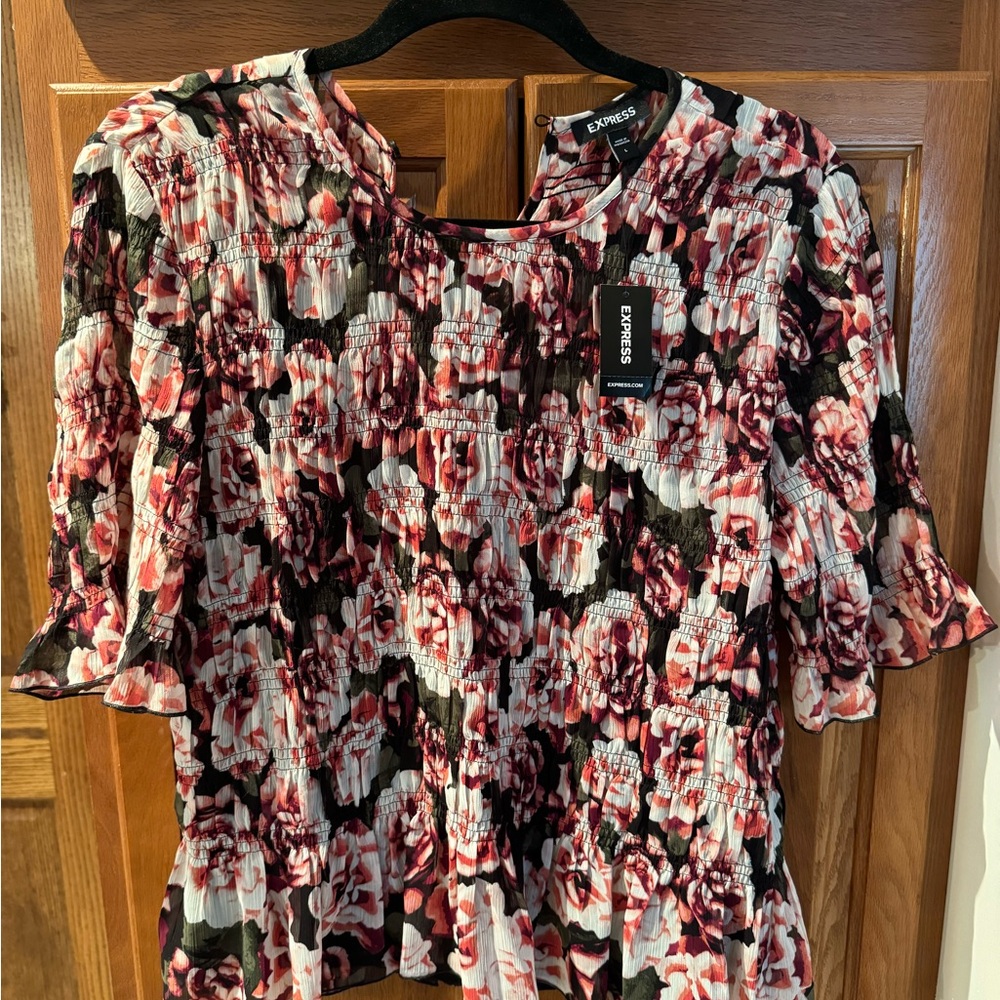 Express Rose Peplum Top Size Large